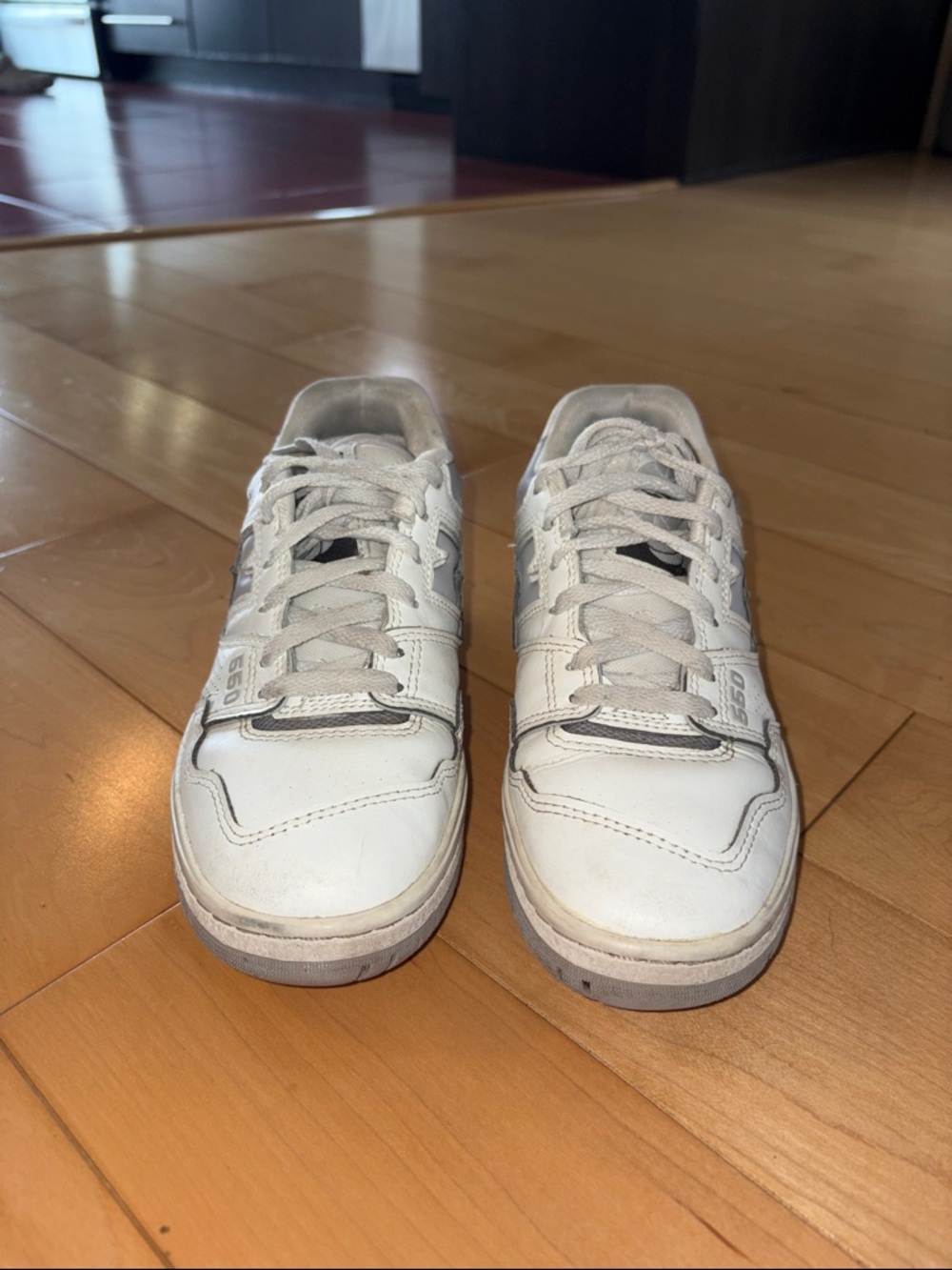 New Balance 550 White and Light Gray Low-Top Sneakers - Picture 3 of 8